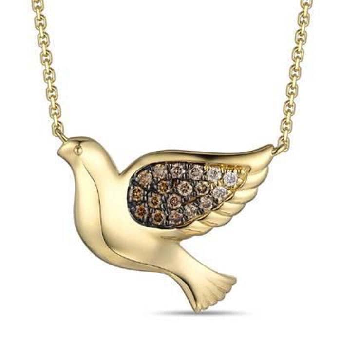 Le Vian Chocolate Ombre' Dove Pendant featuring Chocolate Diamonds in 14K Honey Gold