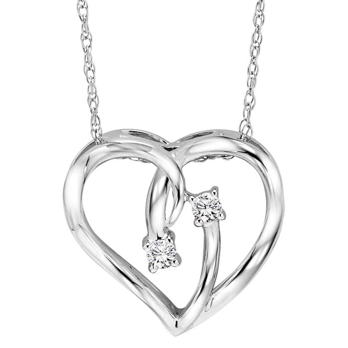 Mountz Collection 1/20CTW TWOgether Open Heart Pendant in Sterling Silver