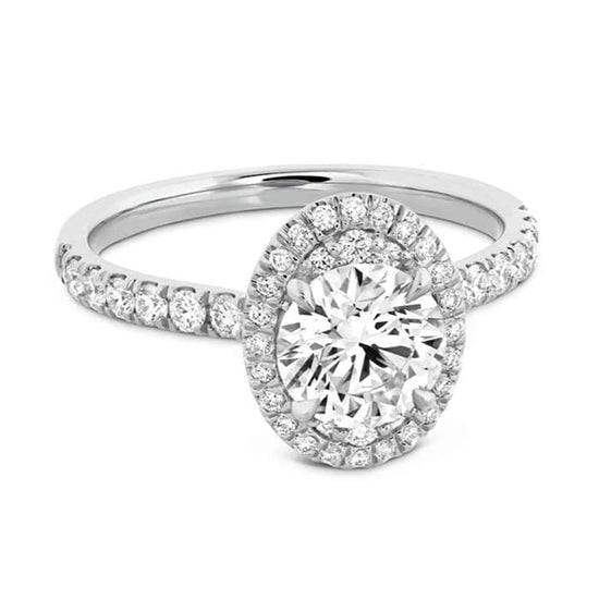 Hearts On Fire Juliette Oval Halo Complete Engagement Ring with Diamond Band in Platinum