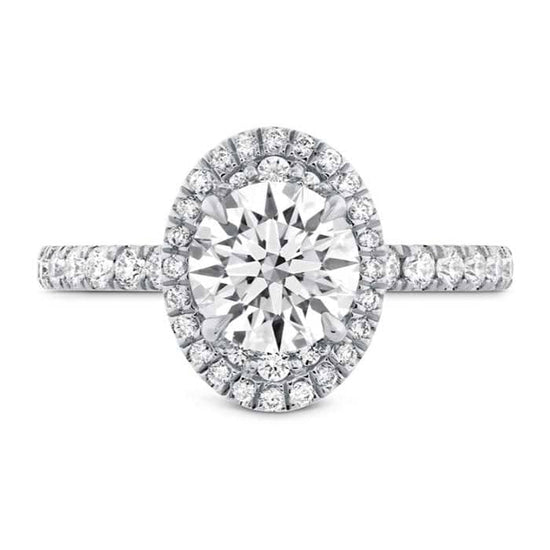 Hearts On Fire Juliette Oval Halo Complete Engagement Ring with Diamond Band in Platinum