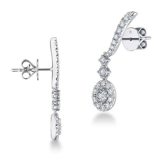 Load image into Gallery viewer, Hearts On Fire .80CTW Vela Drop Earrings in 18K White Gold
