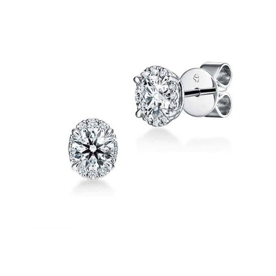 Load image into Gallery viewer, Hearts On Fire .75CTW Ellipse Diamond Earrings in 18K White Gold

