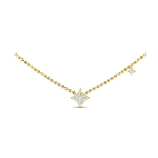 Vlora Diamond "Estrella Collection" Pavé 4-Point Star Pendant in 14K Yellow Gold
