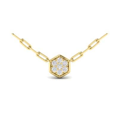 Vlora Serafina Diamond Cluster Single Honeycomb Link Necklace in 14K Yellow Gold
