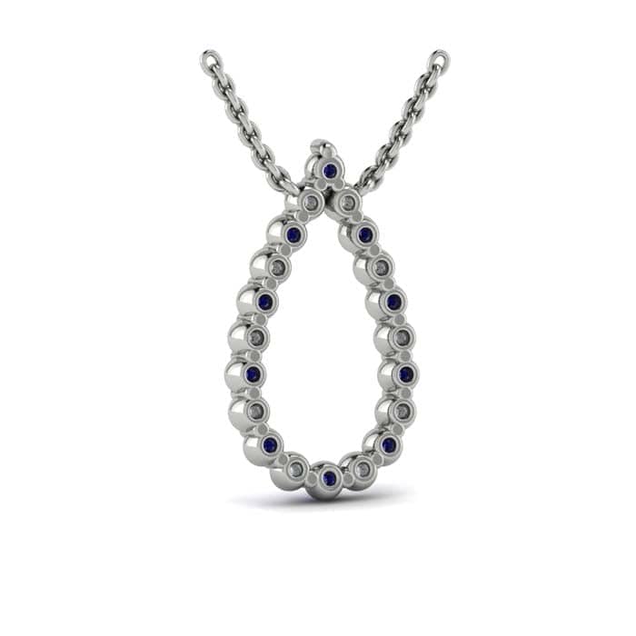 Load image into Gallery viewer, Vlora Sapphire and Diamond Pear Shaped &amp;quot;Adella Collection&amp;quot; Pendant in 14K White Gold

