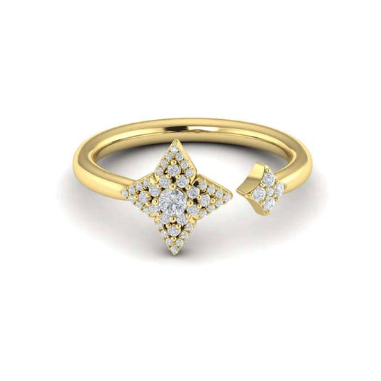 Vlora Diamond Open 4-Point Star Ring "Lucera Collection" in 14K Yellow Gold