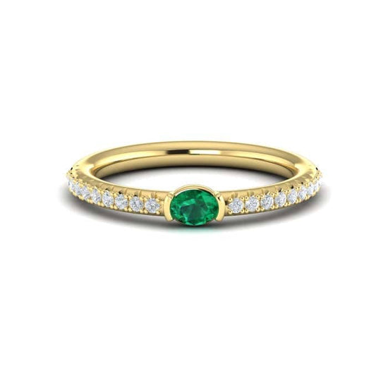 Vlora Sofia Collection Emerald and Diamond Ring in 14K Yellow Gold