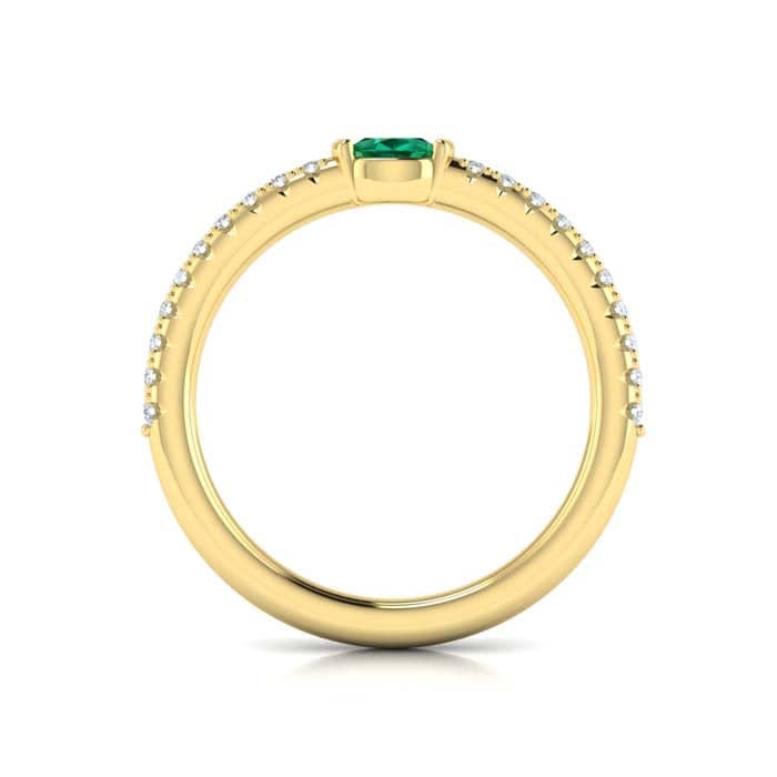 Vlora Sofia Collection Emerald and Diamond Ring in 14K Yellow Gold