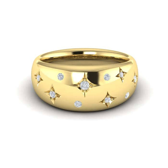 Vlora Wide Diamond Star "Estrella Collection" Ring in 14K Yellow Gold