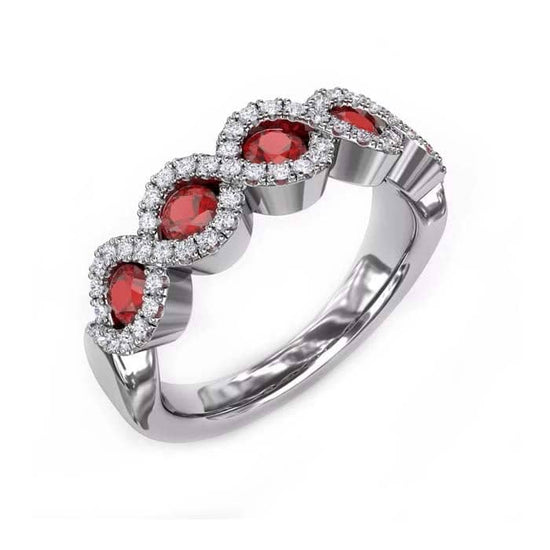 Fana Hold Me Close Ruby and Diamond Twist Ring in 14K White Gold