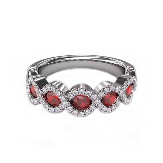 Fana Hold Me Close Ruby and Diamond Twist Ring in 14K White Gold