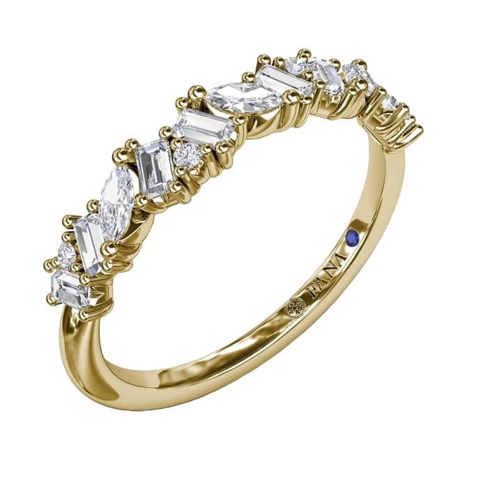 Load image into Gallery viewer, Fana Mixed Shape Diamond Wedding Band in 14K Yellow Gold
