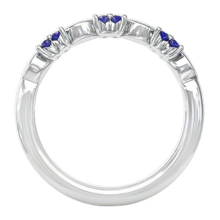 Load image into Gallery viewer, Fana Sapphire and Diamond Wedding Band in 14K White Gold
