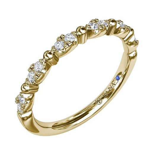 Load image into Gallery viewer, Fana Floating Shared Prong Diamond Wedding Band in 14K Yellow Gold
