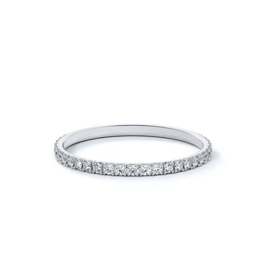 Load image into Gallery viewer, De Beers Forevermark .27CTW Diamond French Pavé Wedding Band in 18K White Gol

