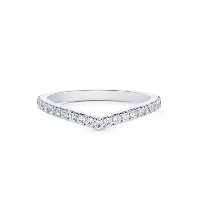 De Beers Forevermark Curved French Pavé Wedding Band in 18K White Gold