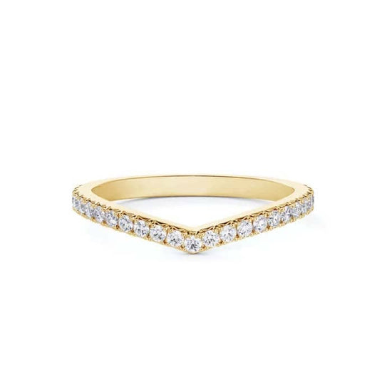 De Beers Forevermark Curved French Pavé Wedding Band in 18K Yellow Gold