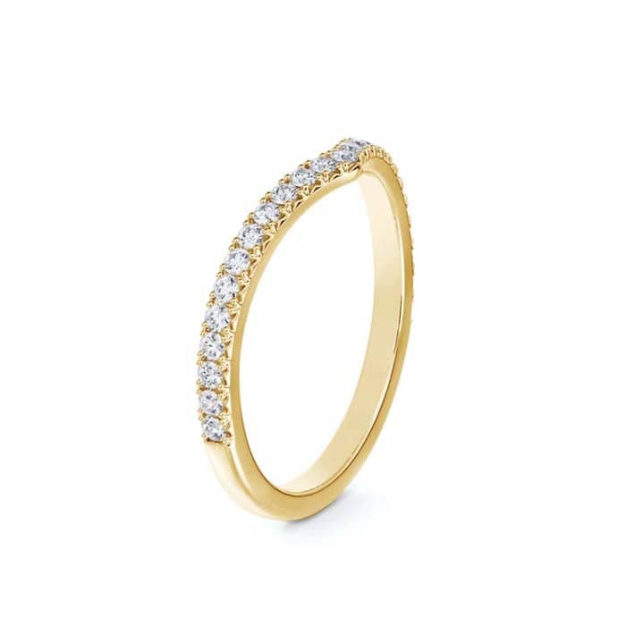 Load image into Gallery viewer, De Beers Forevermark Curved French Pavé Wedding Band in 18K Yellow Gold
