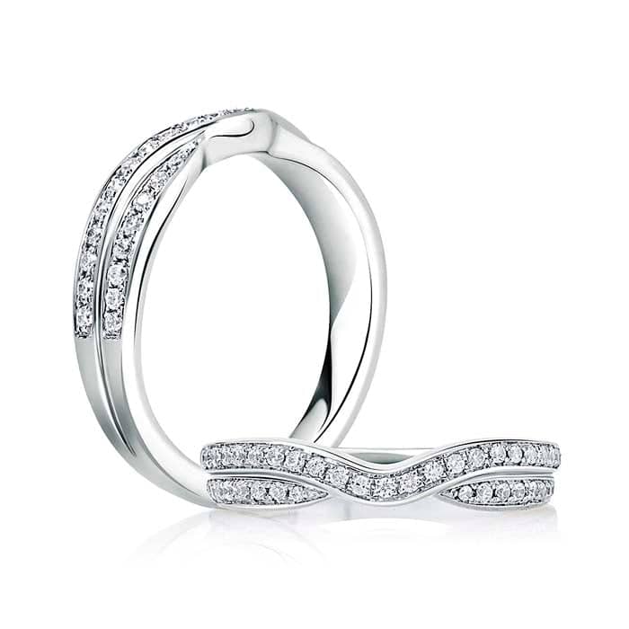 A. Jaffe Double Row Curved Wedding Band in 14K White Gold