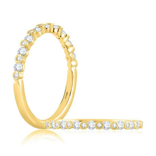 Load image into Gallery viewer, A. Jaffe Alternating Bezel Set Wedding Band in 14K Yellow Gold
