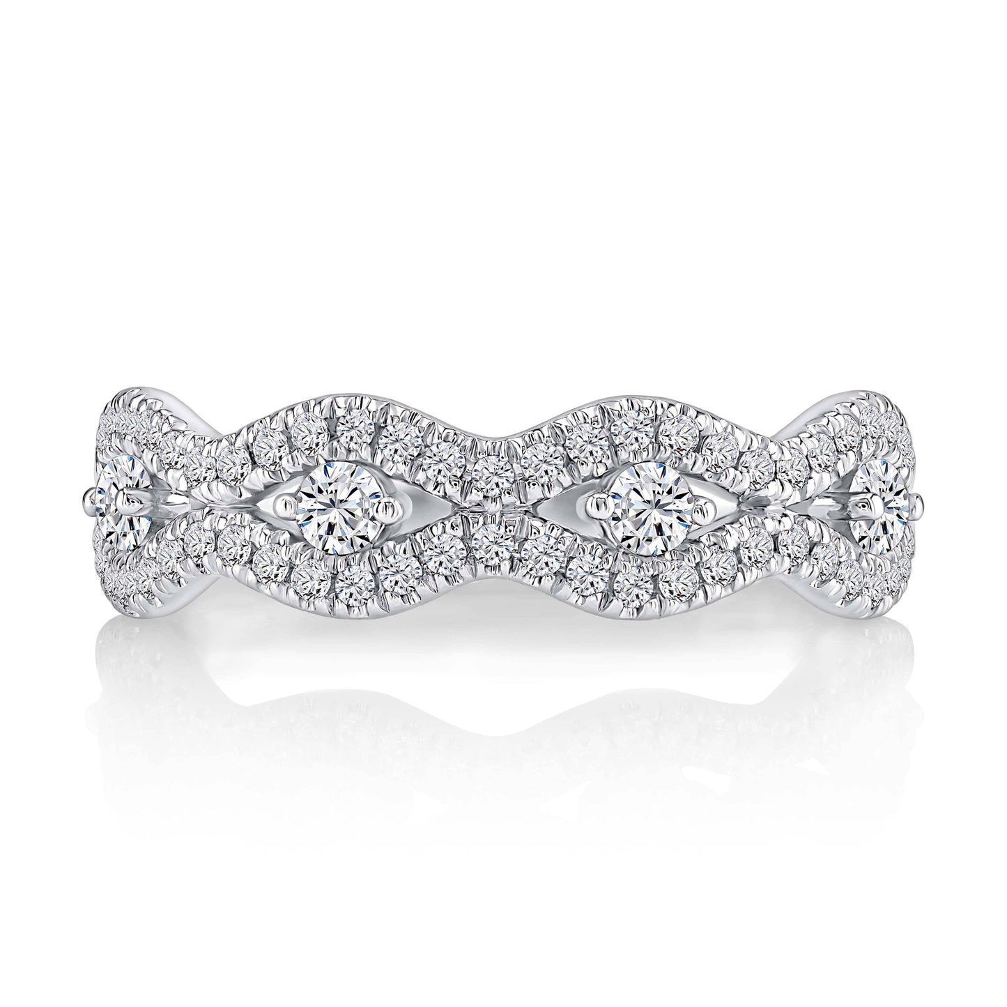 A. Jaffe Scalloped Edge Wedding Band in 14K White Gold