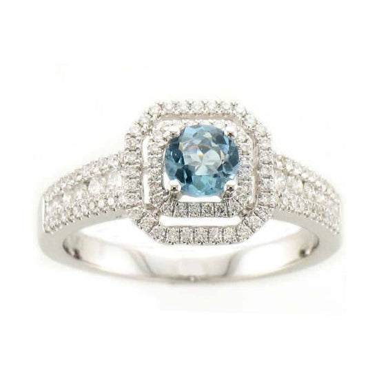 Le Vian Ring featuring Sea Blue Aquamarine and Vanilla Diamonds in 14K Vanilla Gold