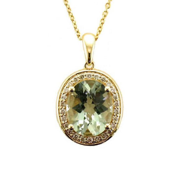 Load image into Gallery viewer, Le Vian Creme Brulee Pendant featuring Mint Julep Green Quartz with Nude and Chocolate Diamonds in 14K Honey Gold
