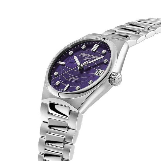 Frederique Constant 34mm Highlife Ladies Automatic Watch with Purple Diamond Dial in Stainless Steel