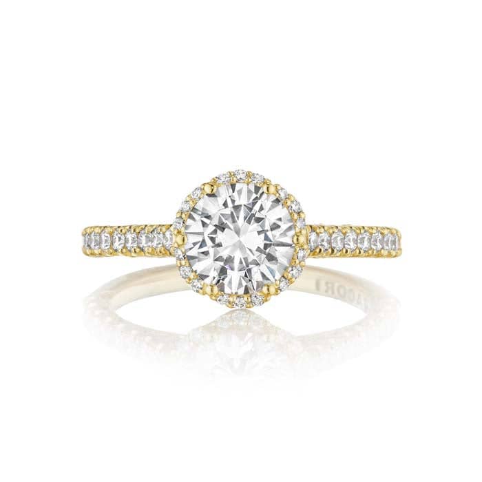 Tacori Gold Petite Crescent Engagement Ring Semi Mount in 18K Yellow Gold with Diamonds
