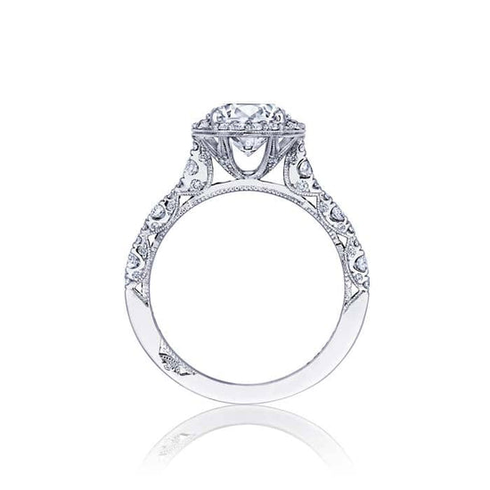 Tacori .66CTW "Petite Crescent" Round Halo Engagement Ring Semi Mounting in 18K White Gold
