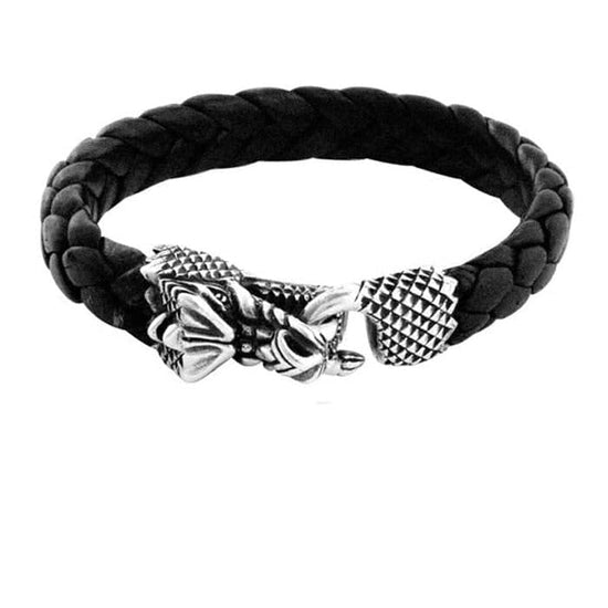 Load image into Gallery viewer, King Baby Leather Bracelet With Small Dragon Clasp in Sterling Silver
