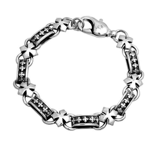 Load image into Gallery viewer, King Baby MB Cross Light Link Bracelet in Sterling Silver
