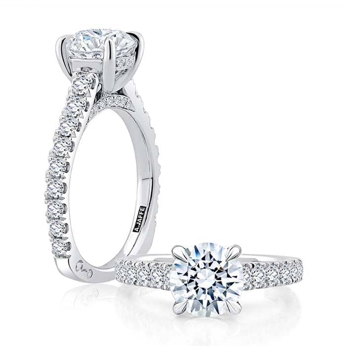 A. Jaffe Signature Shank Engagement Ring Semi-Mounting in 14K White Gold