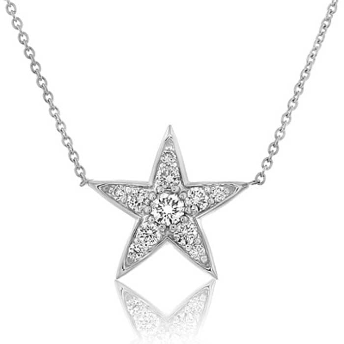 Roberto Coin .26CTW Diamond Five Point Star Necklace in 18K White Gold